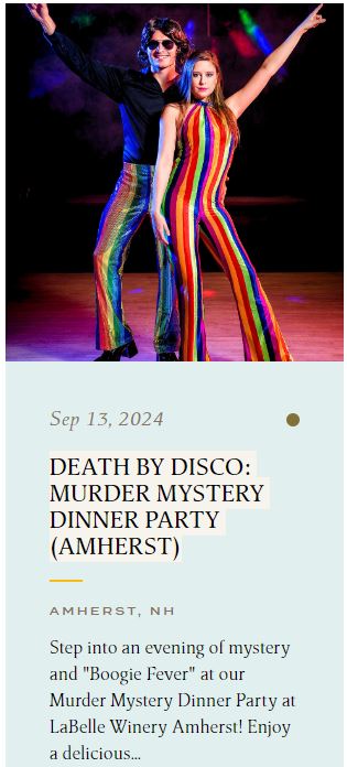 DEATH BY DISCO: MURDER MYSTERY DINNER PARTY (AMHERST)